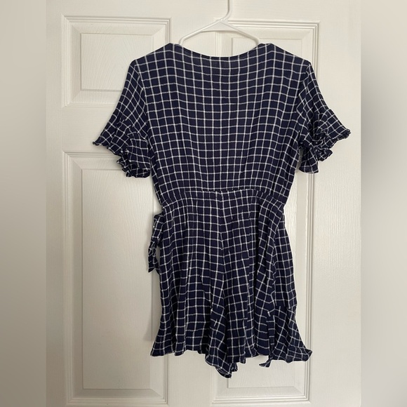 BP Navy Checkered Wrap Dress size XS - Picture 6 of 6